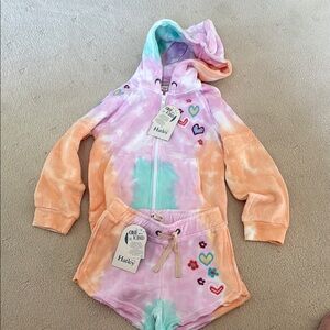 Hatley Multicolor Tie-Dye Hoodie and Shorts Set